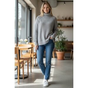 Classic Gray Turtleneck Sweater - Women